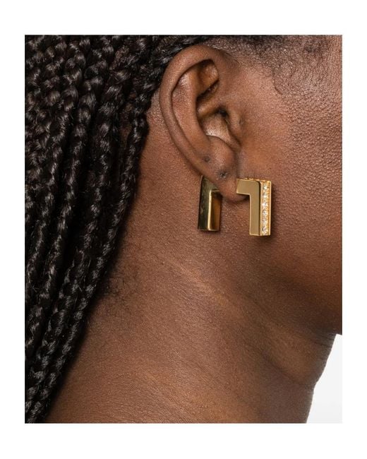 Elisabetta Franchi Metallic Rhinestone Decorative Earrings
