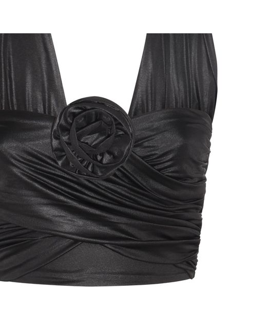 ROTATE BIRGER CHRISTENSEN Black Ruched Halterneck Top