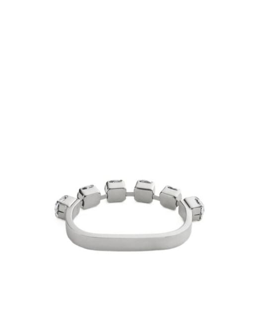 MM6 by Maison Margiela White Embellished Logo Engraved Ring