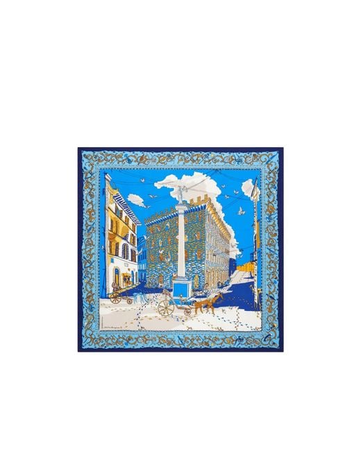 Ferragamo Blue Ferragamo Palazzo Printed Scarf