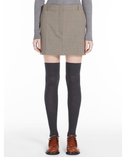 Sportmax Brown Checked Mini Skirt
