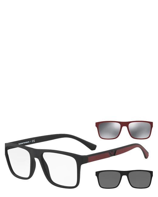 Emporio Armani White Inverted Trapezoidal Full-Frame Glasses for men