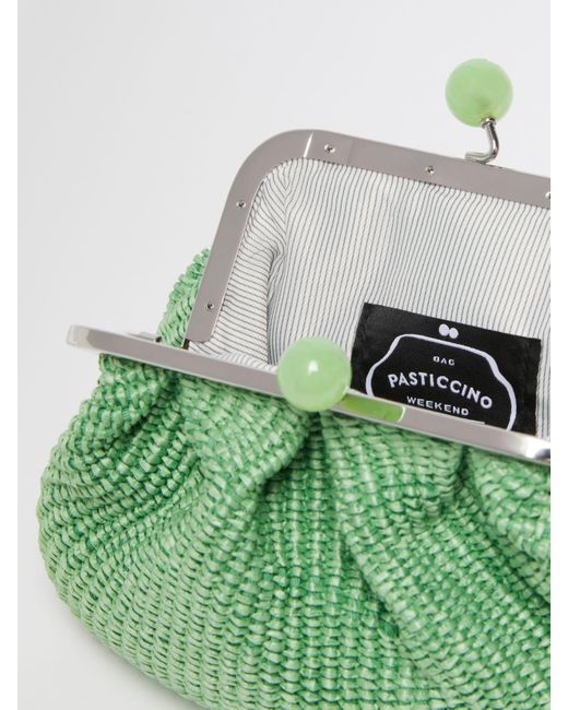 Weekend by Maxmara Green Small Raffia-Effect Pasticcino Bag