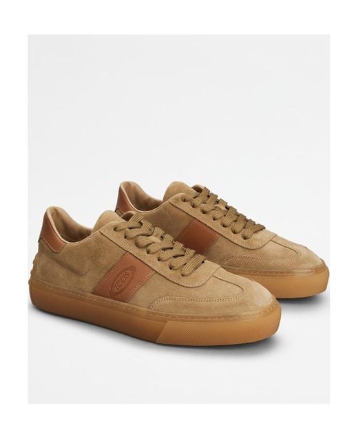 Tod's Brown Logo Embossed Panelled Sneakers for men