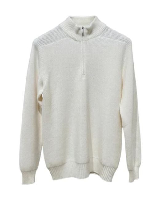 Gran Sasso White Half-Zip Knitted Jumper for men