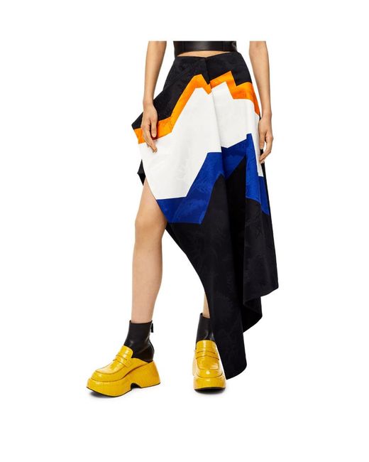 Loewe Blue Jacquard Asymmetrical Skirt