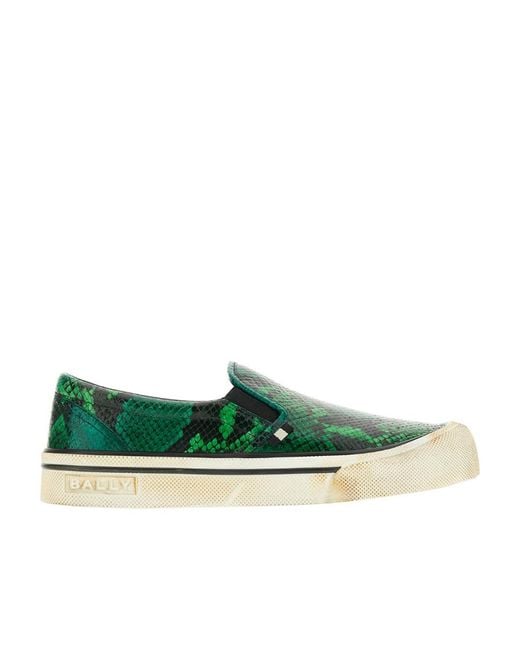 Bally Green Logo Casual Shoes for men