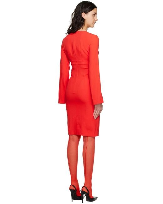 Moschino Red V-Neck Medium-Length Dress