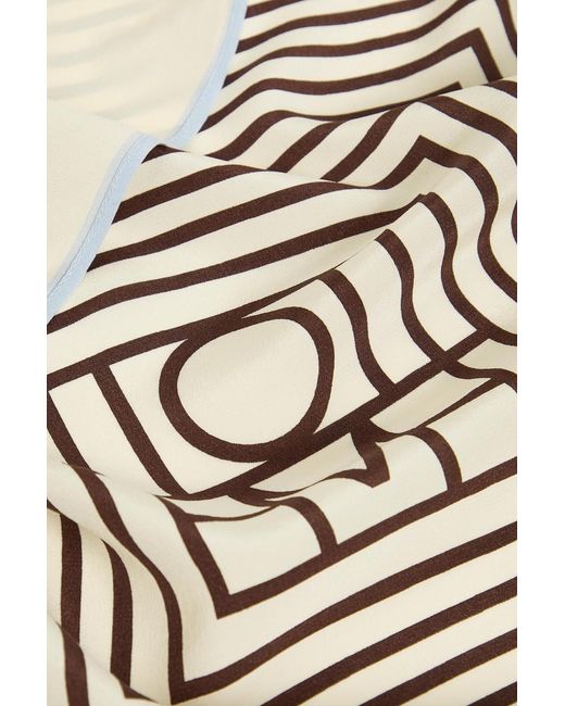 Totême White Logo-Print Silk Scarf