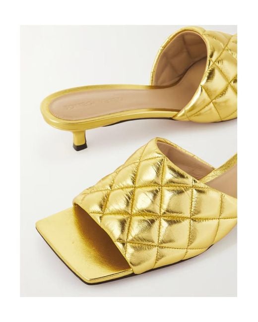 Bottega Veneta Yellow Square-Headed High-Heeled Sandals