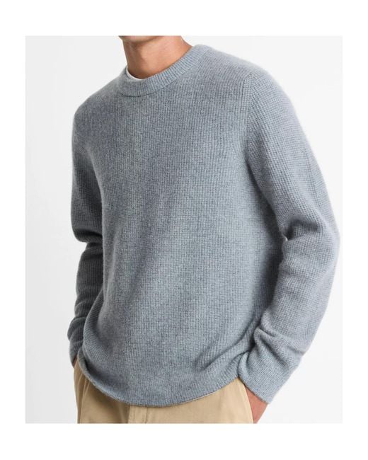Vince Gray Plush Cashmere Thermal Crew Neck Sweater for men