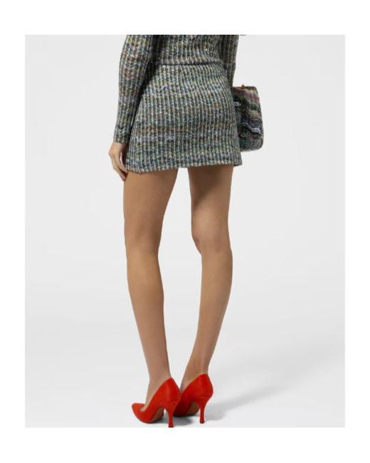 Missoni Gray Chevron Viscose-Blend Mini Skirt With Sequins