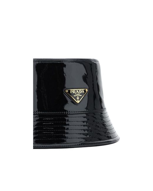 Prada Black Triangle Logo Plaque Bucket Hat