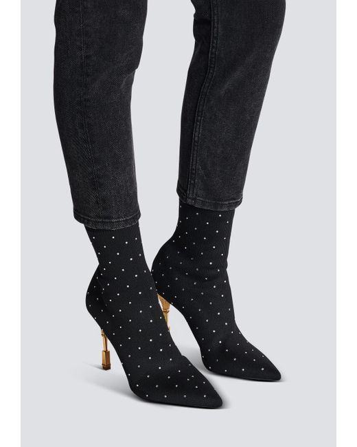Balmain Black Moneta Embellished Heeled Ankle Boots
