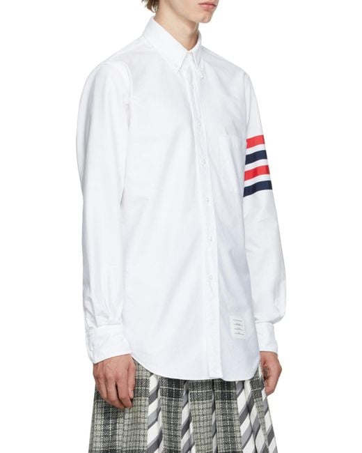 Thom Browne White 4-Bar Stripe Shirt for men