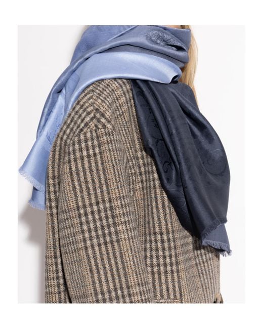 Ferragamo Blue Ferragamo Decorative Pattern Scarf