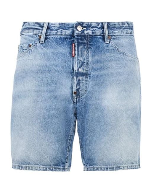 DSquared² Blue Faded Denim Shorts for men
