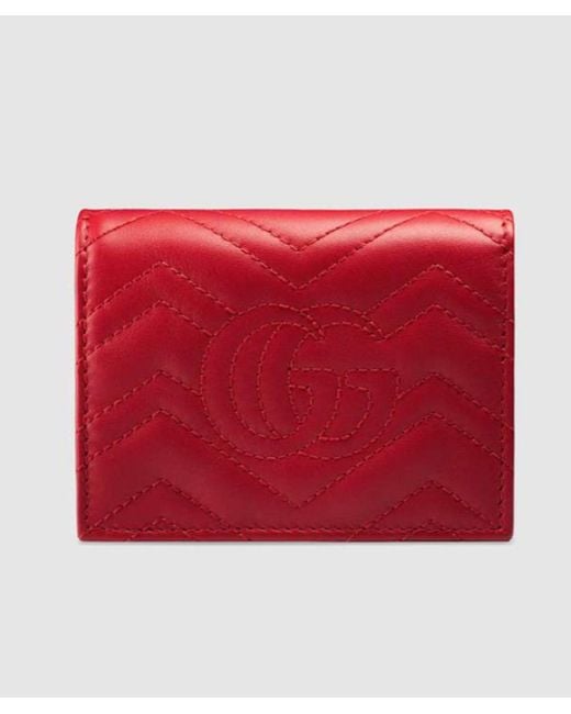 Gucci Red Gg Marmont Card Case