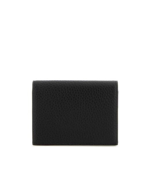 Dolce & Gabbana Black Logo Embossed Foldover Top Wallet for men