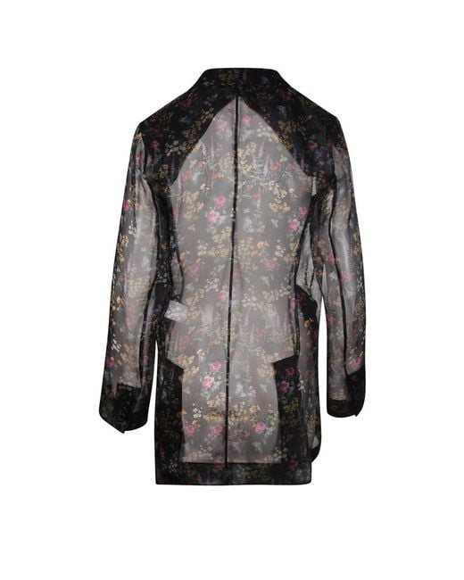 Max Mara Black Floral Print Sheer Jacket