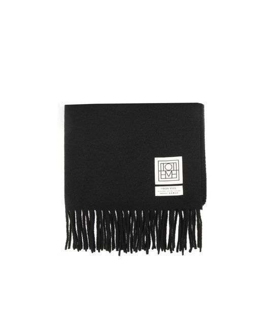 Totême  Black Fine-Knit Fringe-Edge Scarf