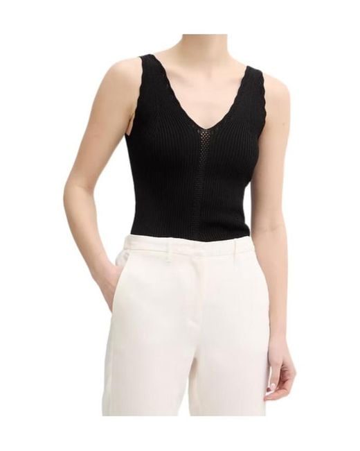 Twinset Black Scalloped-Edge Top