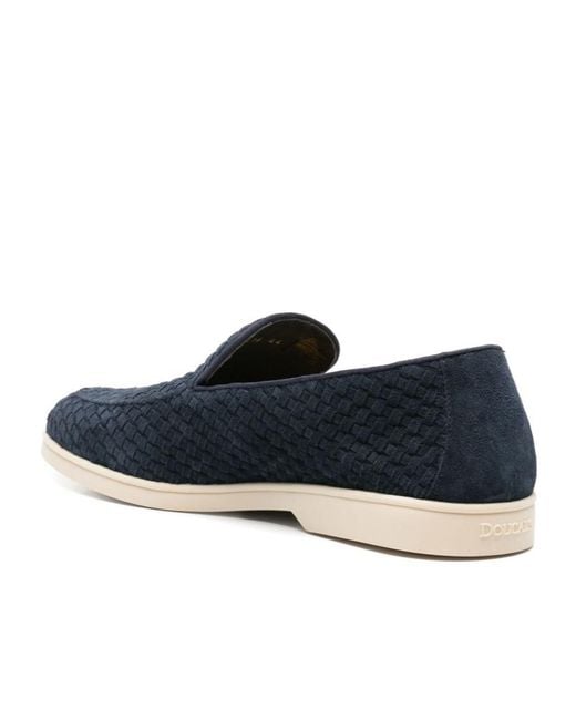 Doucal's Blue Round-Toe Loafers for men