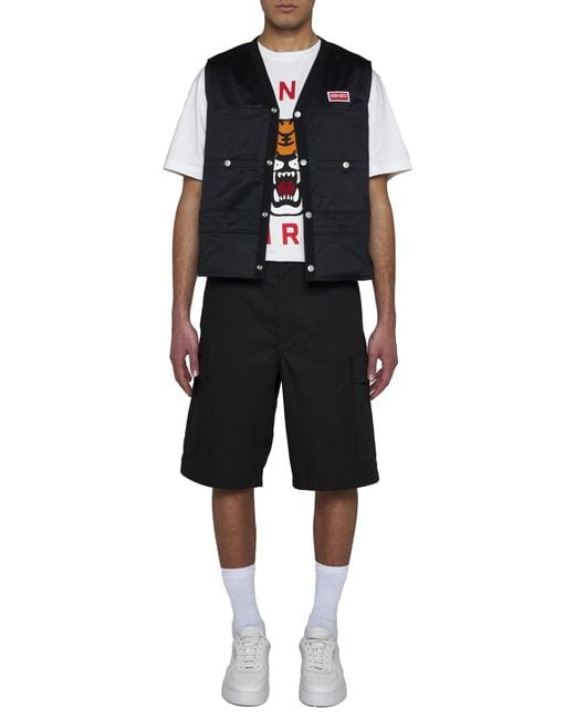 KENZO Black Cargo Workwear Shorts for men