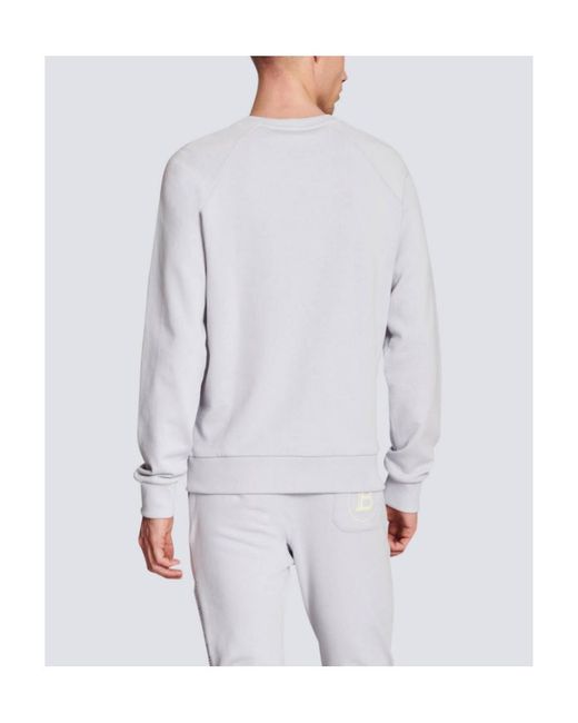 Balmain White Cotton Printed Logo Sweatshirt for men