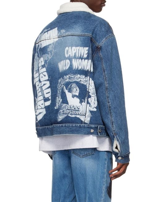 we11done Blue Logo Denim Jacket for men