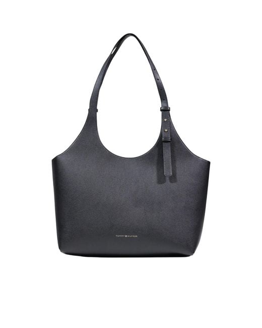 Tommy Hilfiger Black Logo-Detail Tote Bag