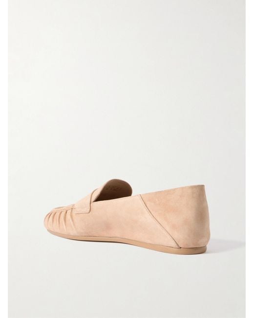 Stuart Weitzman Pink Brooks Collapsible-Heel Suede Loafers