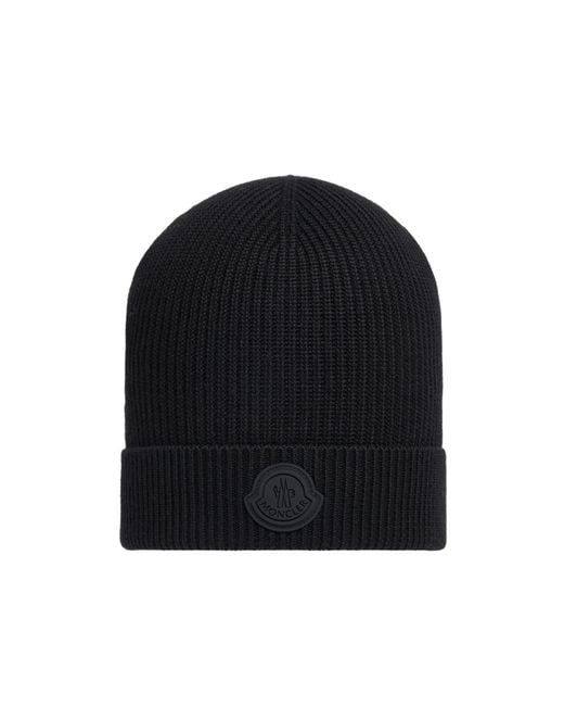 Moncler Black Wool Beanie for men