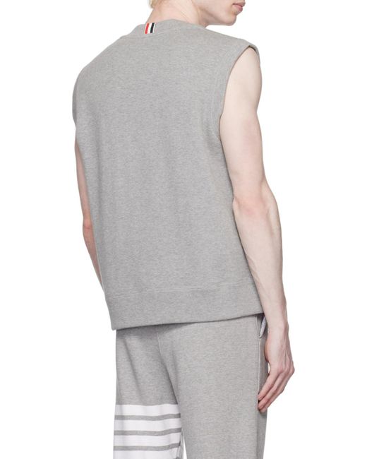 Thom Browne Gray Rwb-Stripe Cotton Vest for men