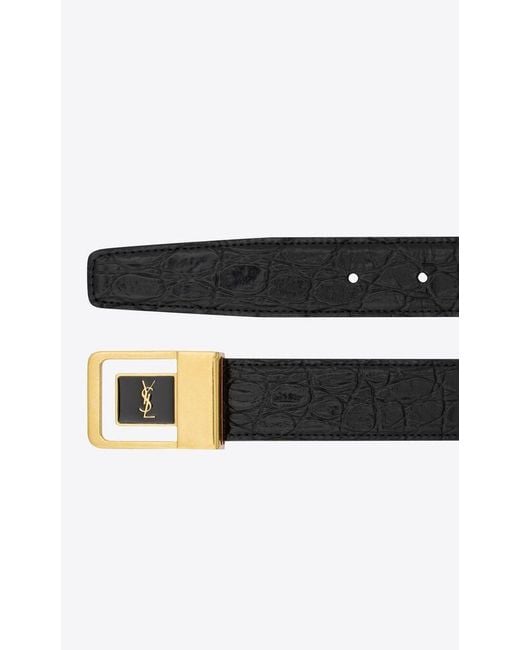 Saint Laurent White La 66 Buckle Belt