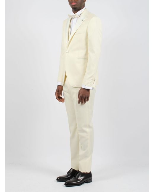 Tagliatore White Single-Breasted Suit Three-Piece Suit for men