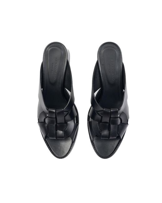 Scarosso Black Round-Toe High-Heeled Sandals