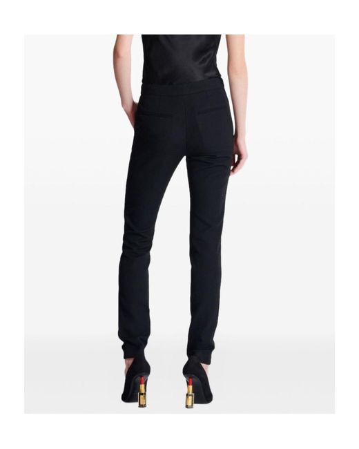 Balmain Black Virgin Wool Grain De Poudre Trousers