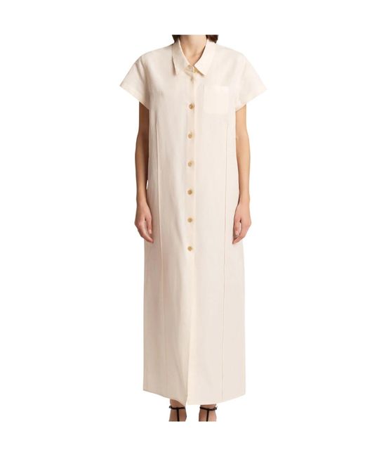 Khaite Natural Effy Short-Sleeved Dress