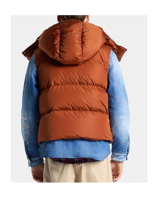DSquared² Brown Hooded Down Vest for men