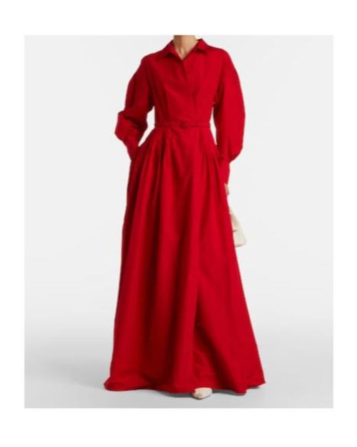 Ralph Lauren Red Daley Belted Cotton-Blend Poplin Gown