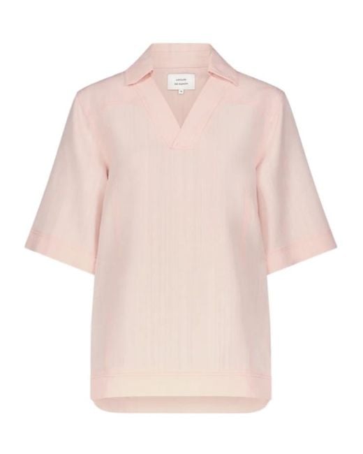 Loulou de Saison Pink Ermo Open Neck Top