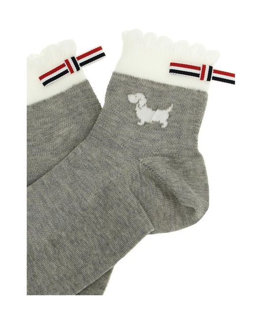 Thom Browne Gray Hector Intarsia-Knit Socks
