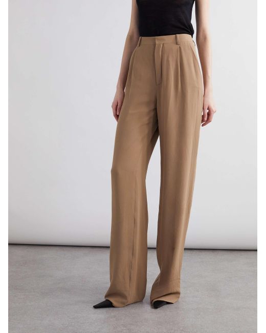Saint Laurent Brown High Waist Straight Leg Trousers