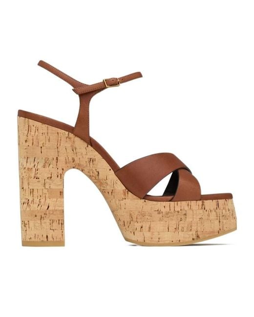 Saint Laurent Brown Bianca Platform Sandals