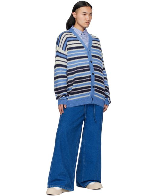 Marni Blue Striped Knit Cardigan for men
