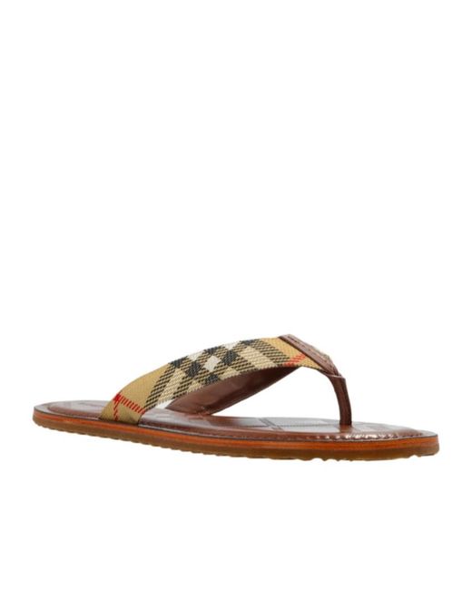 Burberry Brown Check-Pattern Thong Strap Sandals