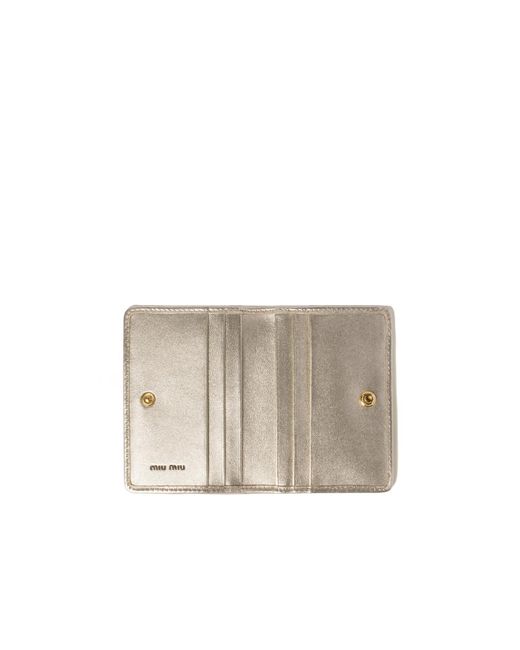 Miu Miu Metallic Logo-Lettering Matelassé Cardholder
