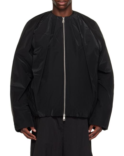 Adererror Black Round-Collar Pleated Down Jacket