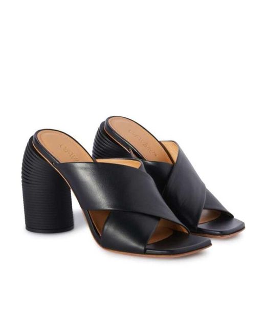 Off-White c/o Virgil Abloh Black Crossover Strap Heeled Mules